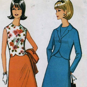 Vintage 60s McCalls 7713 UNCUT Misses Scalloped Edge Blouse with Jacket and Flared Skirt Sewing Pattern Size 14 Bust 34