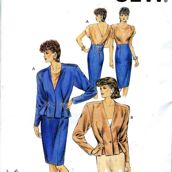 Vintage 80s Kwik Sew 1636 UNCUT and UNOPENED Misses Jacket and Skirt Sewing Pattern Sizes 6-12 Bust 32.5-37