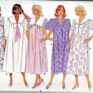 May include: A vintage sewing pattern featuring illustrations of five different nightgowns. The nightgowns vary in style, including floral prints, stripes, and solid colors, with details like collars, bows, and lace. The pattern is labeled "Butterick Classics 4661".