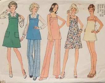 Vintage 70s McCalls 6865 Misses Maternity Summer Tunic Top, Jumper or Dress Sewing Pattern Size 14-16 Bust 36 -38