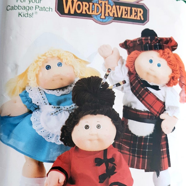 Vintage 80s Butterick 3729 UNCUT World Traveler Cabbage Patch Kids 16 Inch Doll Sewing Pattern