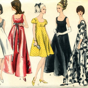 Vintage jaren 60 Vogue speciaal ontwerp 6924 mist Empire-taille babypop, avond- of cocktailjurk met ronde hals naaipatroon