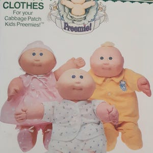 Vintage 80s Butterick 3269 Cabbage Patch Kids Preemie Dress, Jumpsuit, Top and Shorts  Bonnet and Shoes Sewing Pattern