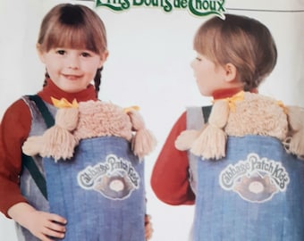 Vintage 80s Butterick 6662 UNCUT Parche de repollo niños mochila muñeca portador artesanía patrón de costura