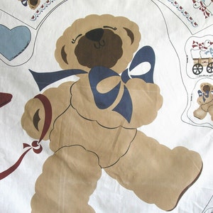 Vintage 80s Daisy Kingdom Teddy Bear Wall Hanging Fabric Panel for the Nursery image 1