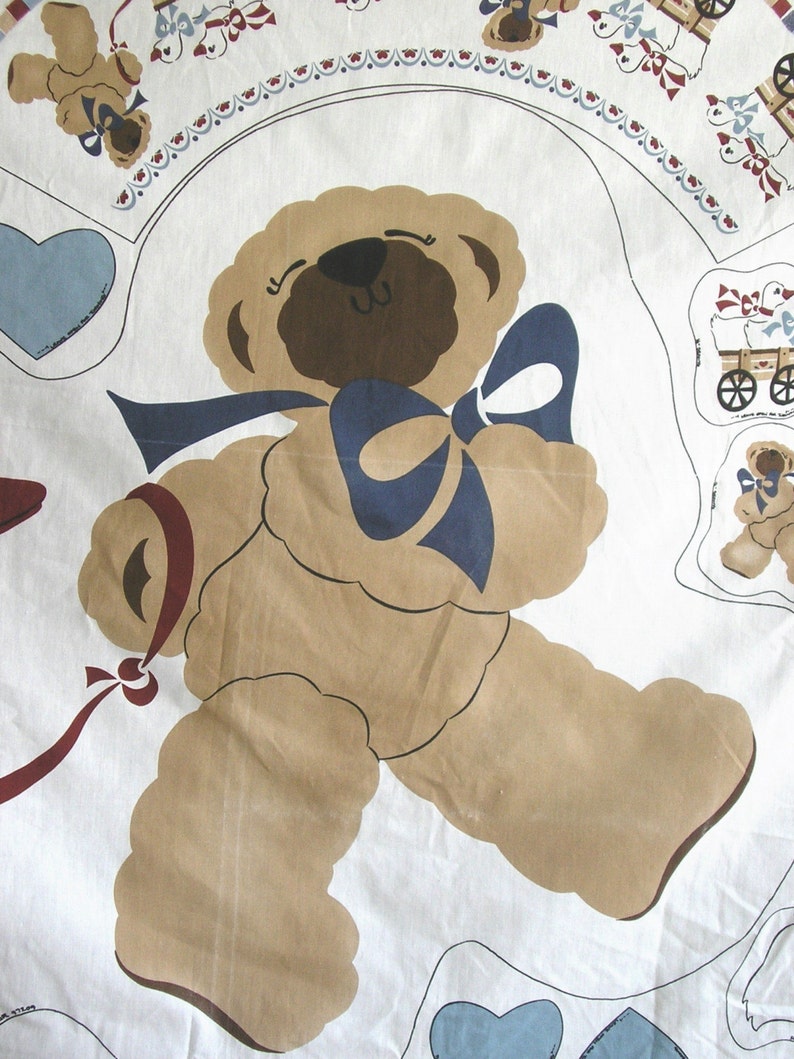 Vintage 80s Daisy Kingdom Teddy Bear Wall Hanging Fabric Panel for the Nursery image 1