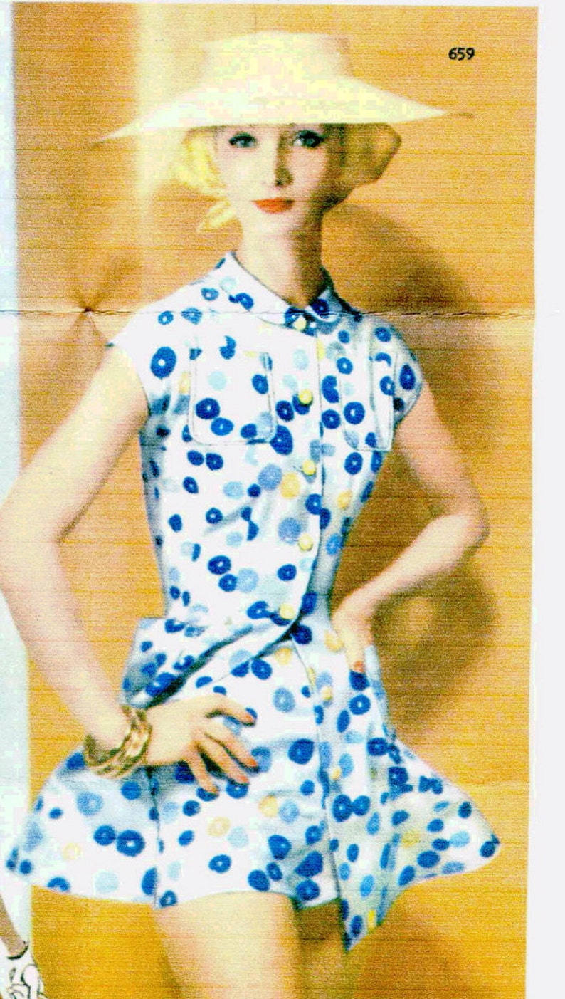 Vintage 50s Simplicity 1200 UNCUT Misses Play Dress, Beach Romper, Cropped Bra Top and Shorts Sewing Pattern Size 16 Bust 34 image 2