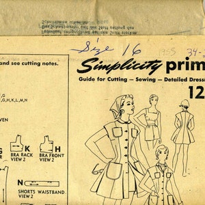 Vintage 50s Simplicity 1200 UNCUT Misses Play Dress, Beach Romper, Cropped Bra Top and Shorts Sewing Pattern Size 16 Bust 34 image 3