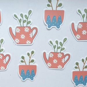 Juego de pegatinas con plantas en maceta