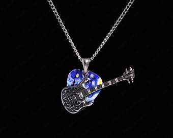 E-Gitarre Halskette, Rock & Art Fusion Anhänger, Unisex Musiker Halskette, Punk Goth Festival Zubehör, Unisex Musik Geschenk