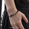 Gothic Black&Red Raven Adjustable Bracelet: Dark Layered Design