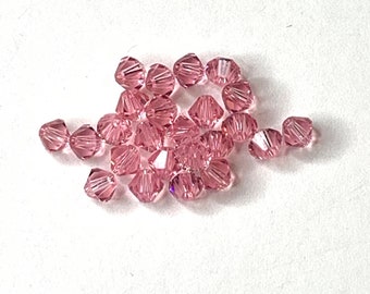 25pc 4mm Swarovski Light Rose Bicone Crystal beads Light pink bicones