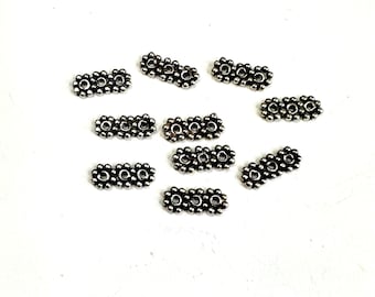 10pcs 3-strand spacers Bali Sterling silver daisy spacers . 10  pieces (E)