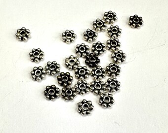 5mm Bali Sterling silver daisy beads. 24 pieces (B)