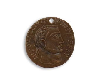 4 pcs Brass Roman Laurel Coin Charms - Vintaj  19.5mm
