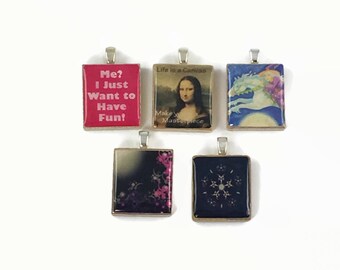 Set of 5 Scrabble Tile Pendants Set #36