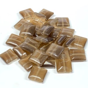 29 Dark Brown Square Puff Cat&#39;s Eye Fiber Optic Beads