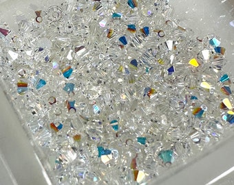 30pcs 4mm Crystal Clear AB Bicones Genuine Swarovski Crystal beads