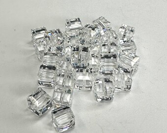 28 pcs 6mm Swarovski Clear Crystal Cube Crystal Beads Closeout Going out of business