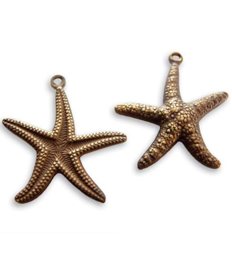 2 pieces 23x20mm Star Fish Charm by Vintaj Natural brass item DP90 SALE