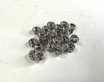 25 pcs 5mm x 2.5mm Swarovski Clear Crystal Silver Rondelle Spacers