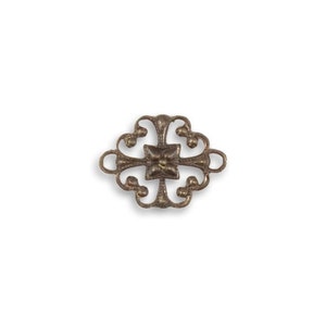 4 pieces Cathedral Connector, Brass, 16x12mm, Vintaj Natural Brass Item DP058, Natural brass filigree connector