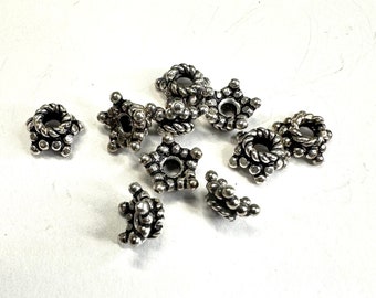 10pcs 6mm Bali Sterling silver bead caps. (D)