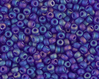 8/0 Matte Transparent Cobalt AB Miyuki Seed Beads 20.9 grams 8-151FR