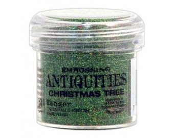 Christmas Tree Embossing Powder, Antiquities Embossing Powder by Ranger, 1 oz Jar, Green Embossing Powder