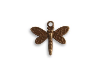 4 pieces tiny 13x12mm Princess Dragonfly  charm by Vintaj Natural brass item DP460