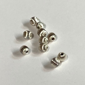 10pcs 5mm Sterling Silver Corrugated Beads