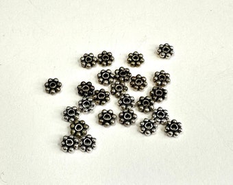 4mm Bali Sterling silver daisy beads. 24 pieces (A)