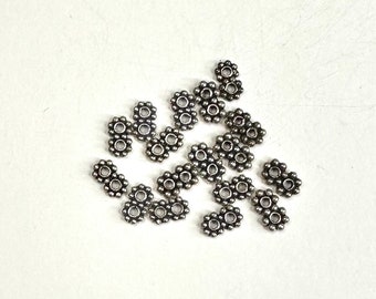 17pcs 2-strand spacers Bali Sterling silver daisy spacers Approximately 5.8mm by 9.9mm 17  pieces (F)