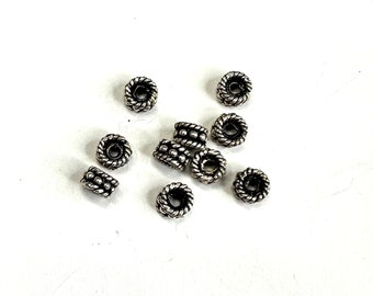 10pcs 5mm Bali Sterling silver rondelle spacer beads. (C)