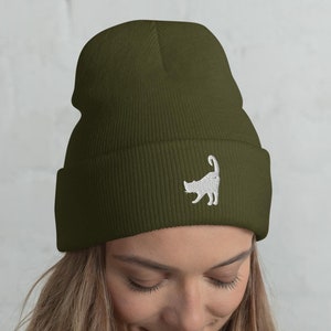 Cat Butt Embroidered Beanie, Embroidered Cuffed Beanie, Funny Cat Beanie, Animal Lover Beanie, Cat Lover Gift, Naughty Hat, Adult Gift