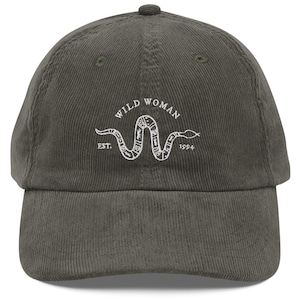 Wild Woman Embroidered Vintage Corduroy Cap, Custom Cowgirl Aesthetic Baseball Hat, Western Aesthetic Dad Hat, Cute Women&#39;s Baseball Cap