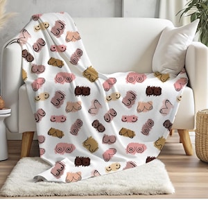 Booby Plush Blanket, Naughty Blanket, Boob Gift, Boob Job Gift, Funny Home Decor, I Love Boobies