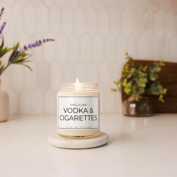 Smells Like Vodka & Cigarettes Scented Candle, Funny Gift