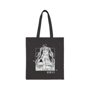 Hatsune Miku Tote Bag: Cyberpunk Vocaloid Anime Line Art
