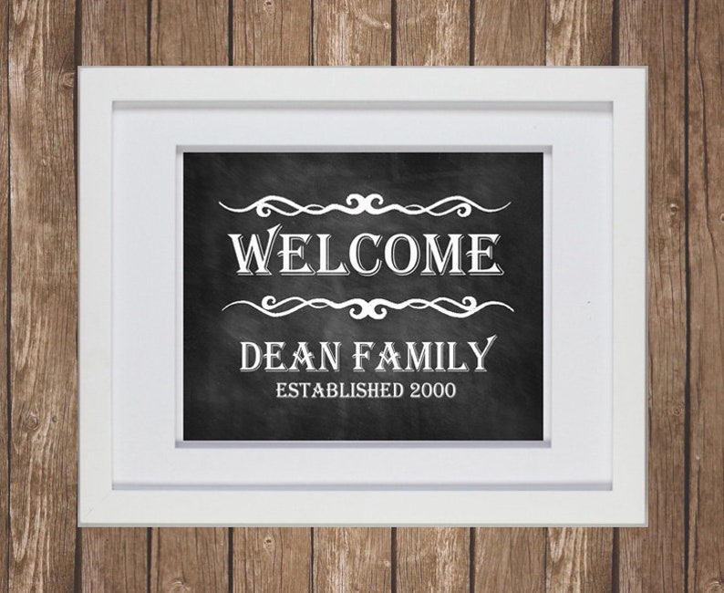 Printable Family Established Sign Welcome Sign Chalkboard | Etsy