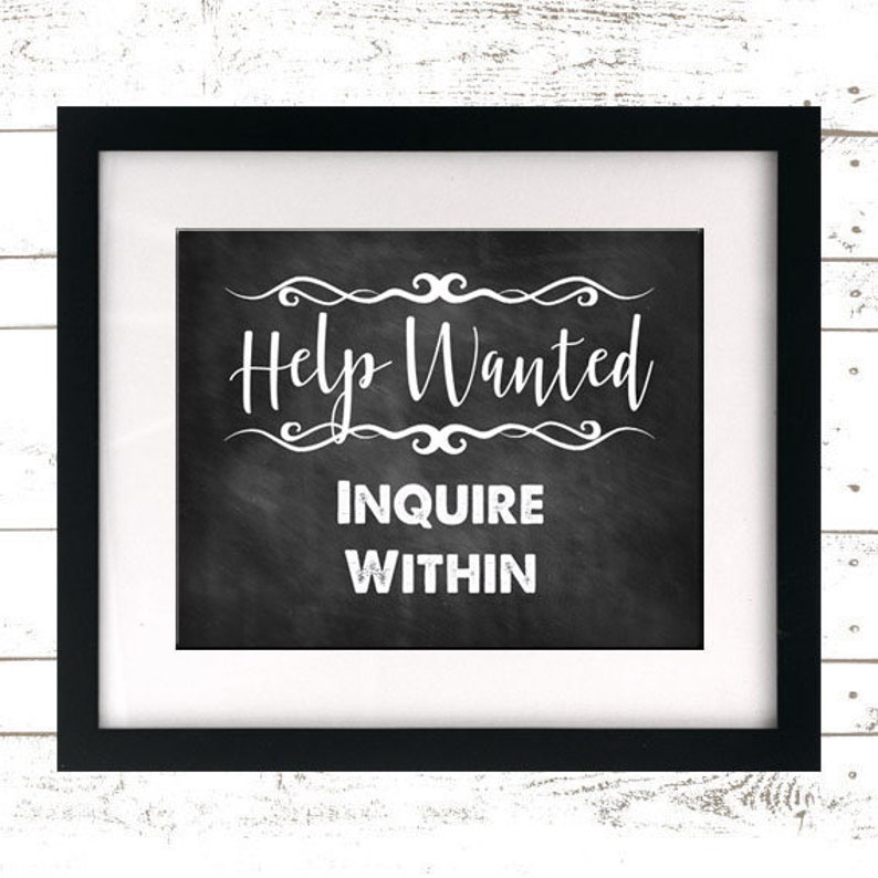 Help Wanted Printable Sign Help Wanted Sign Help Wanted Etsy
