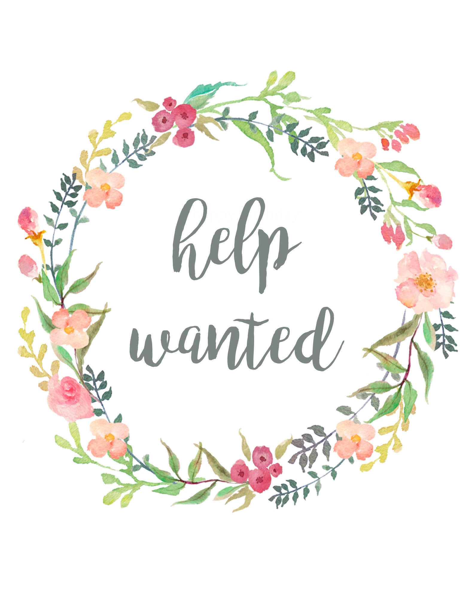 Help Wanted Printable Now Hiring Printable Help Wanted Etsy