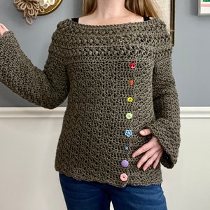 Crochet Sweater Pattern: Best Buttons Sweater image 2