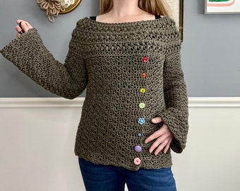 Crochet Sweater Pattern: Best Buttons Sweater