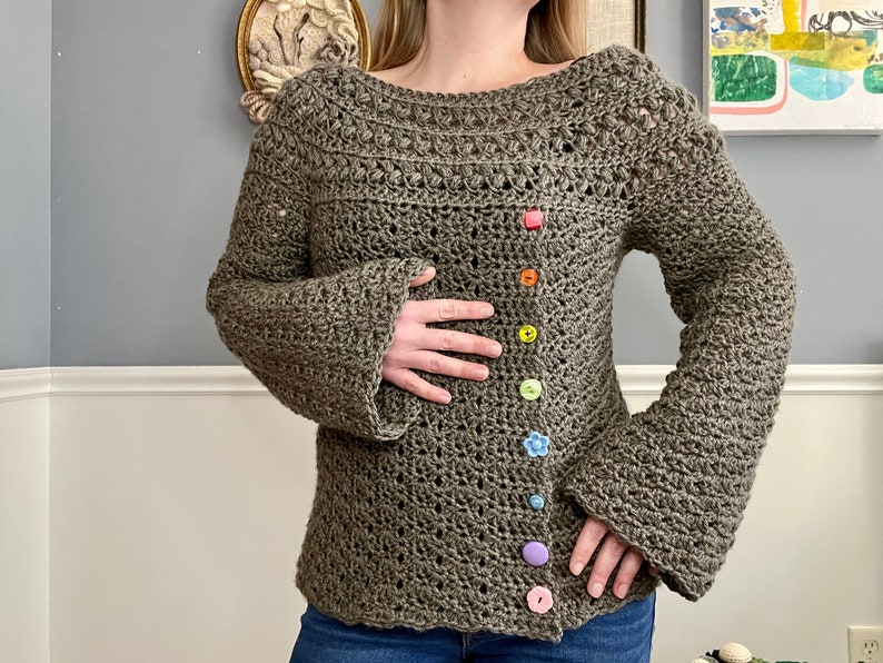 Crochet Sweater Pattern: Best Buttons Sweater image 6