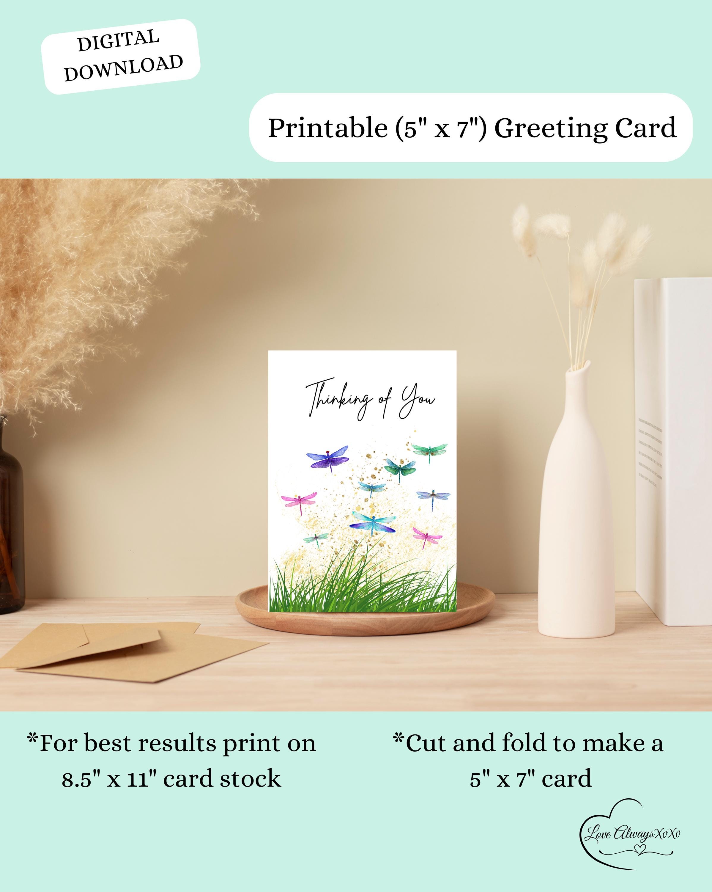 Dragonfly Thinking of You Card: Printable Greeting Card (digital ...