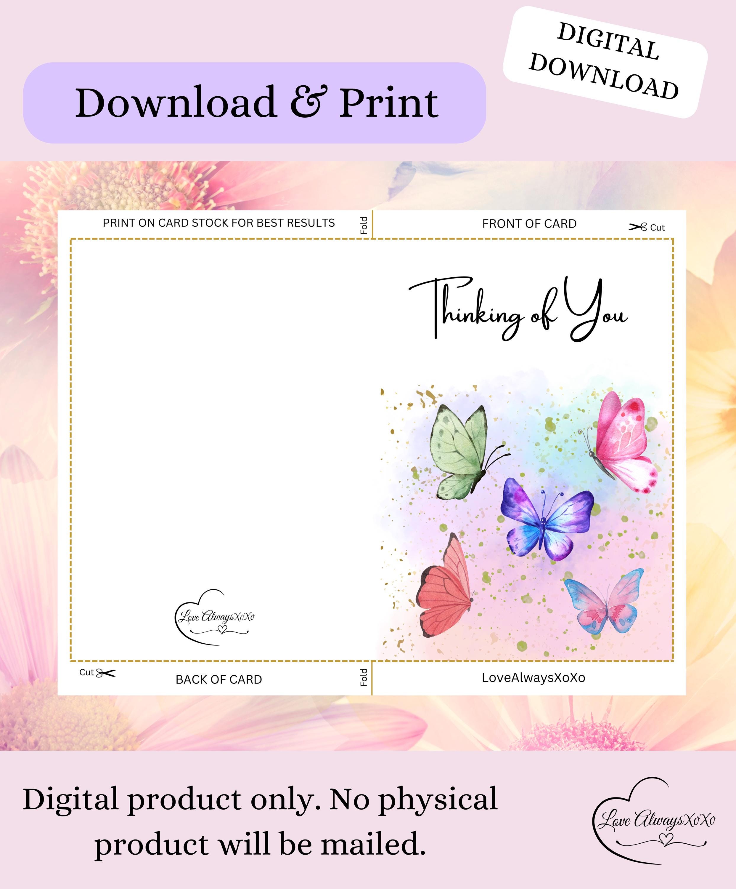Butterfly Thinking of You Card: Printable Greeting Card (digital ...