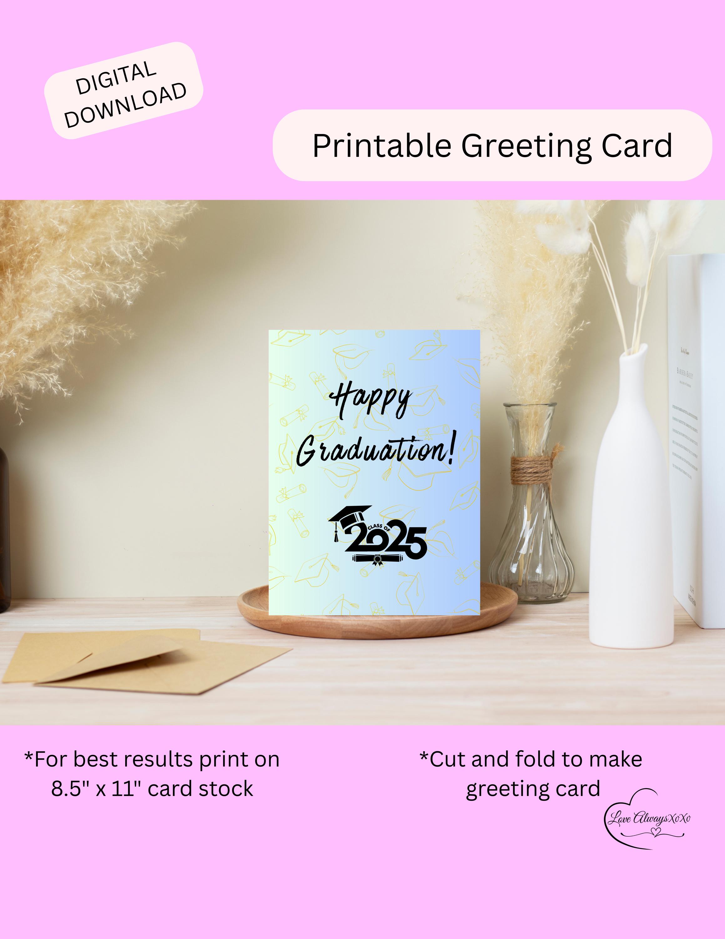 Printable Graduation Card: Congrats Grad, Blank Inside (digital ...