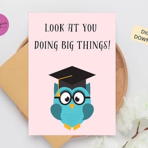 Afdrukbare Congrats Card, Grad Card, Uil Grad, Digitale download, Afdrukbare wenskaart, Digitale Congrats Grad Card, blanco kaart