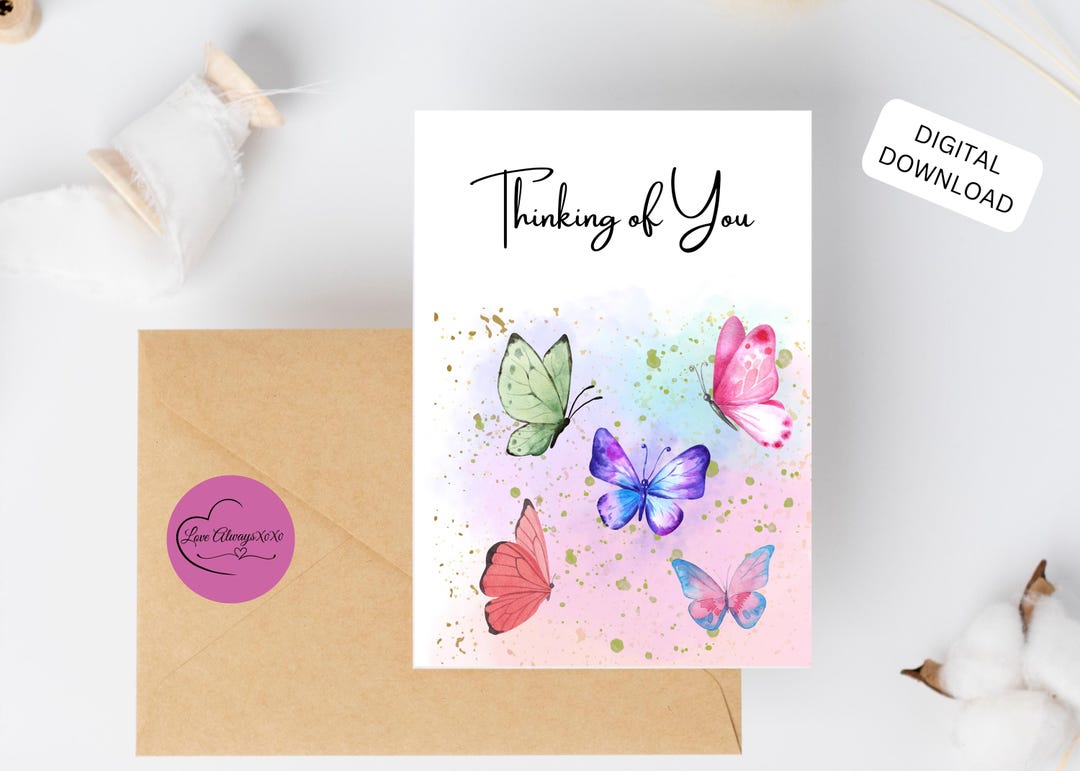 Butterfly Thinking of You Card: Printable Greeting Card (digital ...